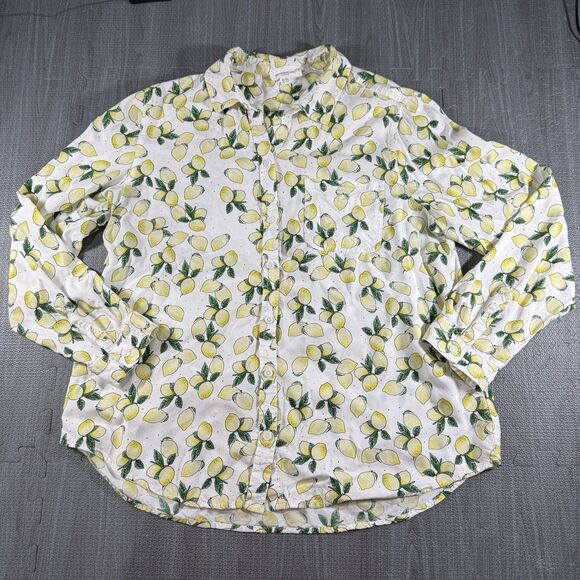 Beachlunchlounge Tops - Beachlunchlounge Button Up Shirt Womens XL Yellow Green Lemon Citrus